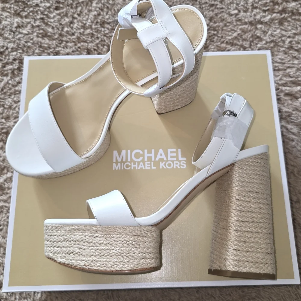 Michael Kors Ankle-Strap Espadrille Platform Sandals Wmns 9.5 NIB Coastal Preppy